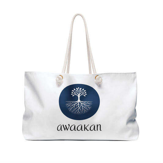 Tote Bag - AWAAKAN Nature's Network Eco Conscience Graphic Design Teal Blue