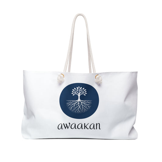 Tote Bag - AWAAKAN Nature's Network Eco Conscience Graphic Design Teal Blue